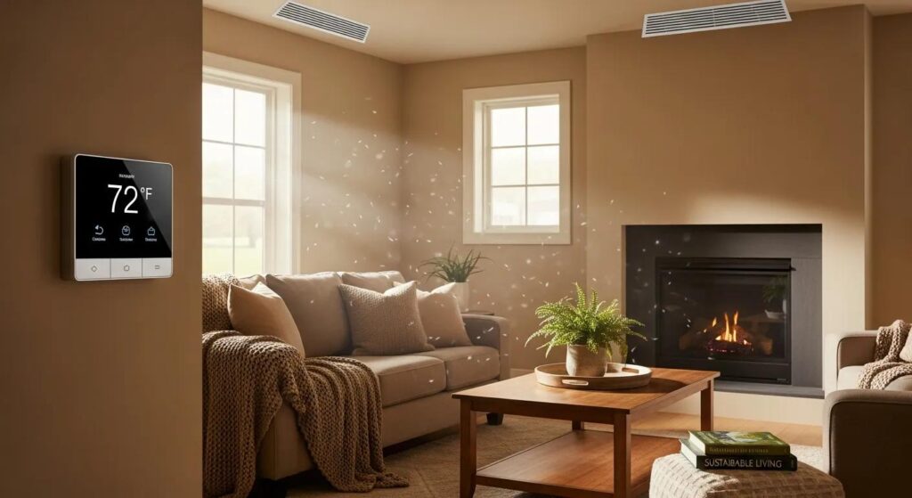 Cozy home interior with an efficient HVAC system &mdash; comfort and energy savings